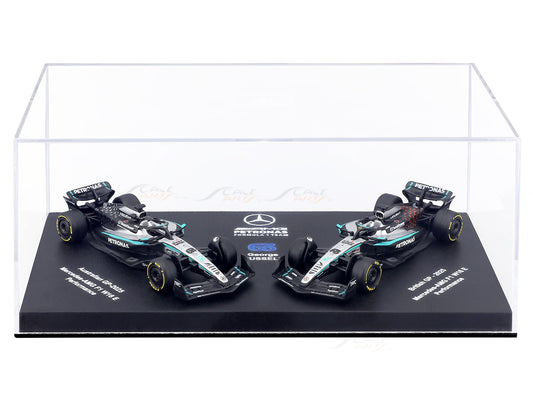 2025 Mercedes-AMG F1 W16 George Russell No.63 Twin Pack 1:64 Bburago Licensed Formula 1 Diecast Scale Model Set