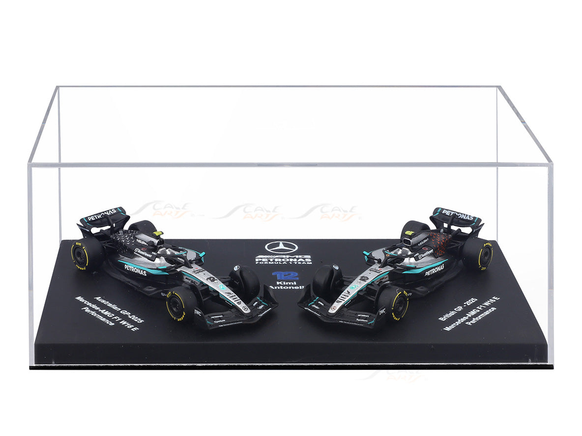 2025 Mercedes-AMG F1 W16 Kimi Antonelli No.12 Twin Pack 1:64 Bburago Licensed Formula 1 Diecast Scale Model Set