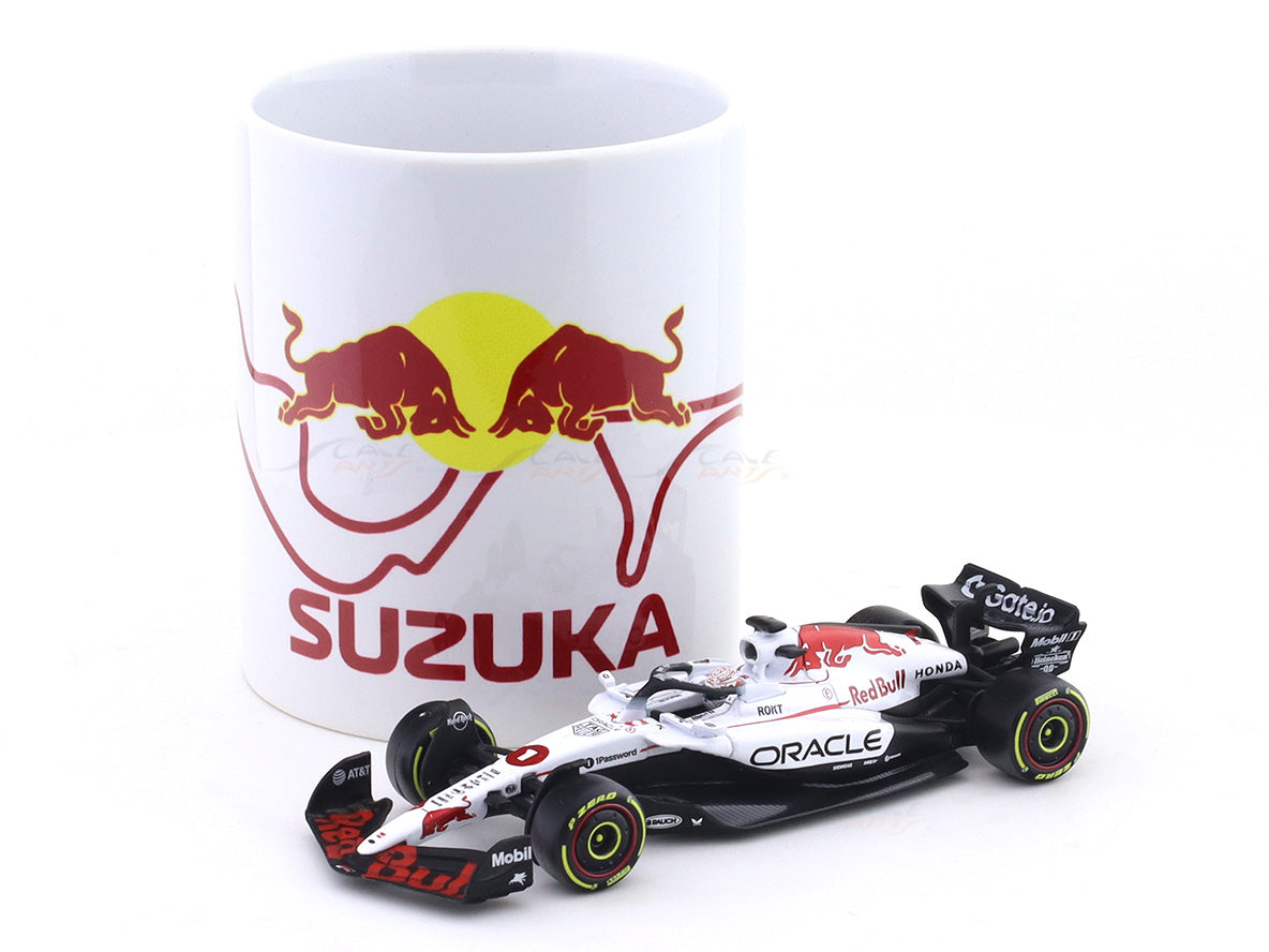 2025 Red Bull RB21 Winner Japan GP with Helmet 1:43 Bburago & Coffee Mug F1 Collectible Set