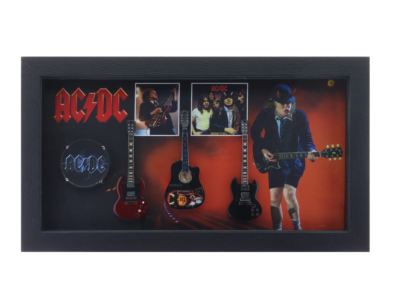 AC DC band photo frame with miniature guitars Design A