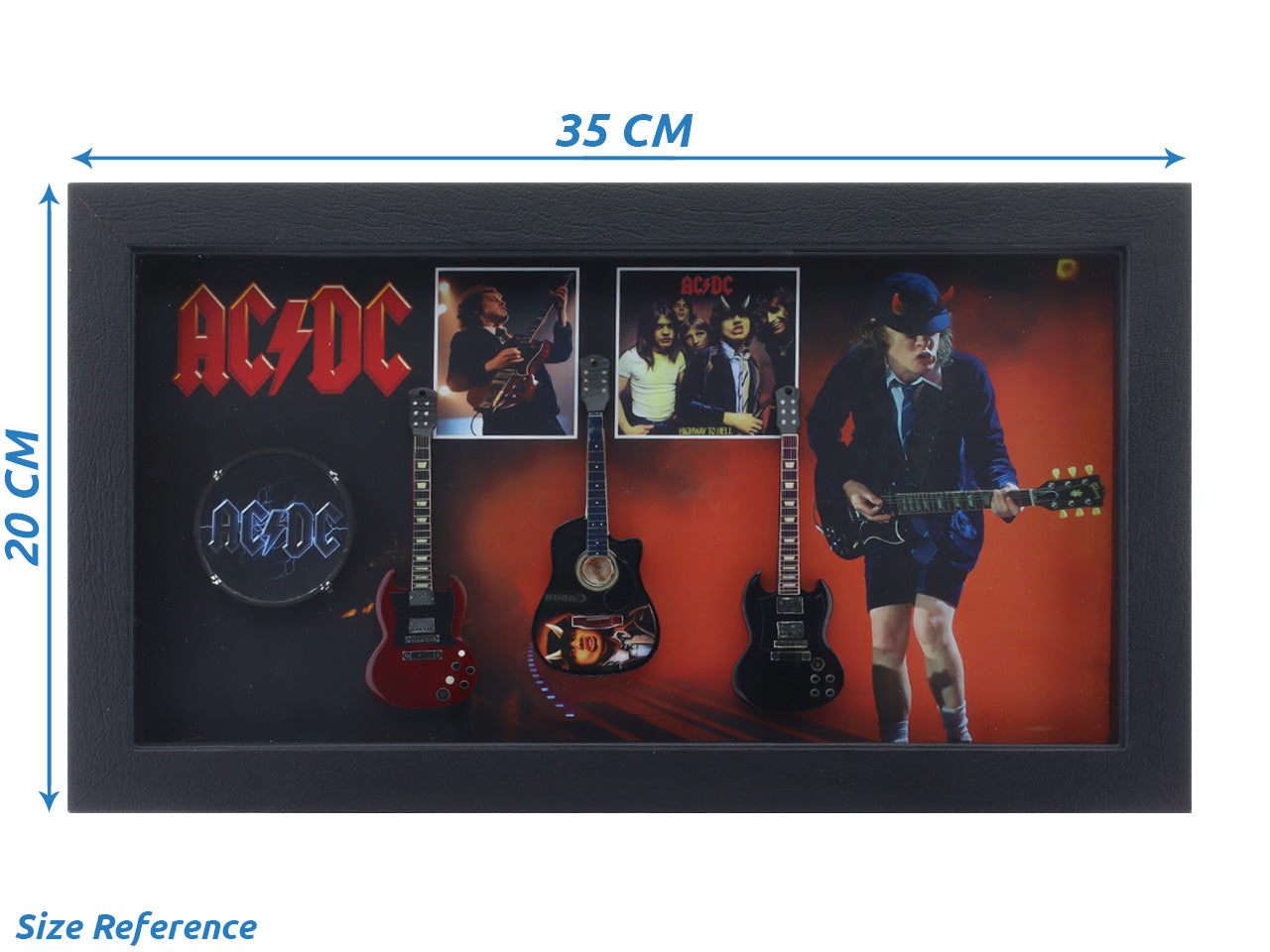 AC DC band photo frame with miniature guitars Design A - Bluecor