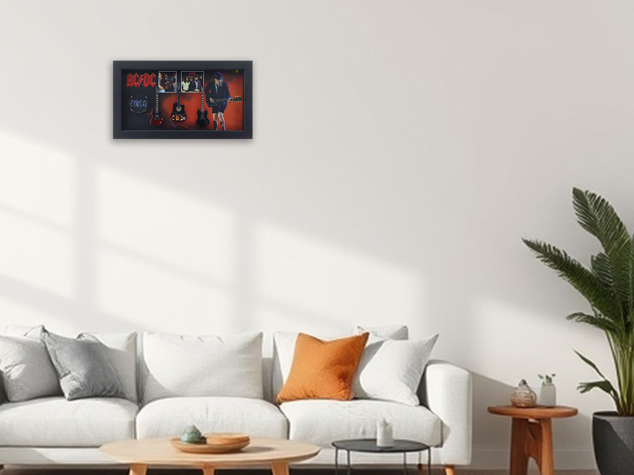 AC DC band photo frame with miniature guitars Design A - Bluecor
