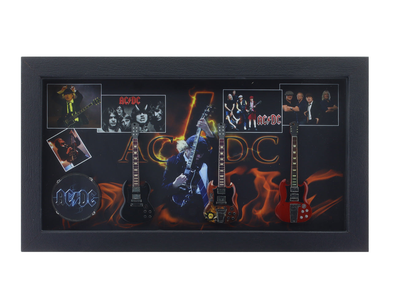 AC DC band photo frame with miniature guitars Design B