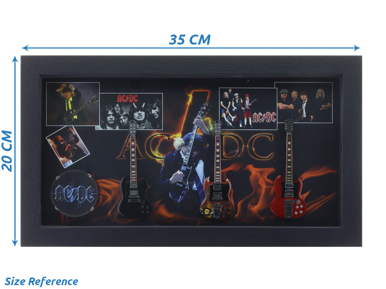AC DC band photo frame with miniature guitars Design B - Bluecor