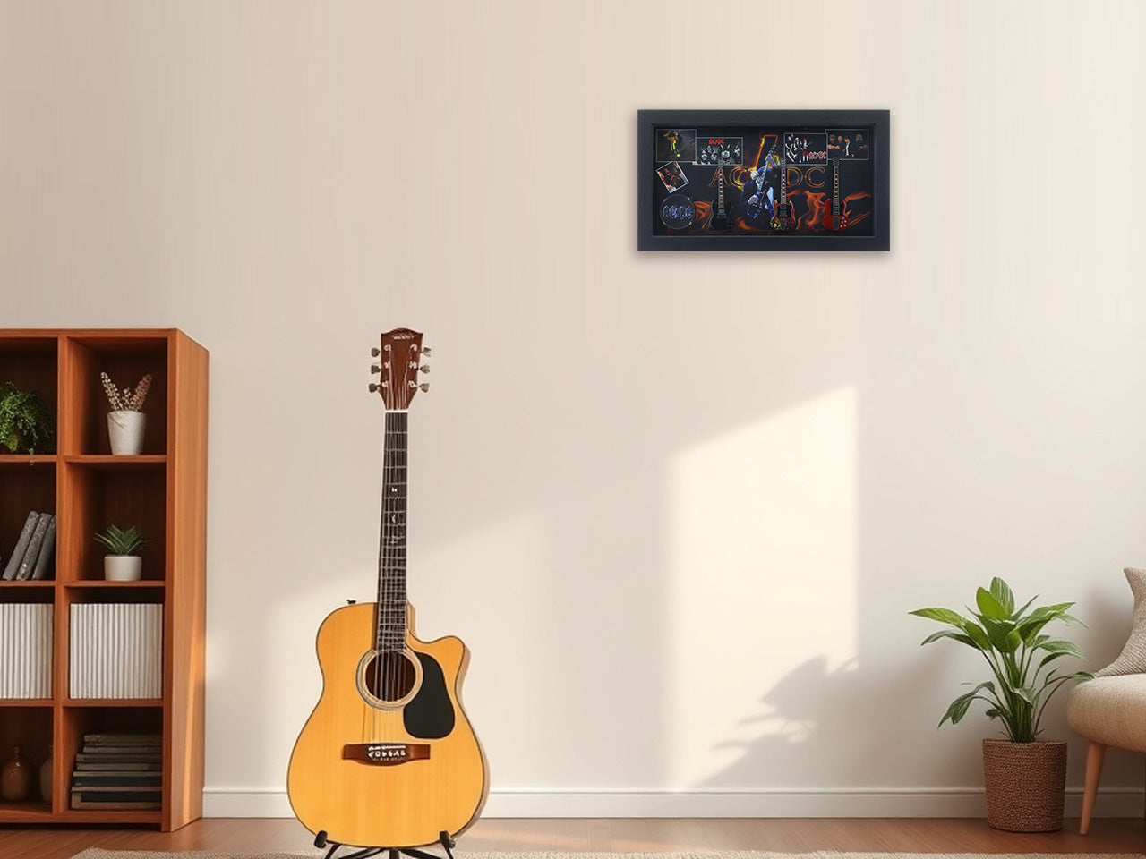 AC DC band photo frame with miniature guitars Design B - Bluecor