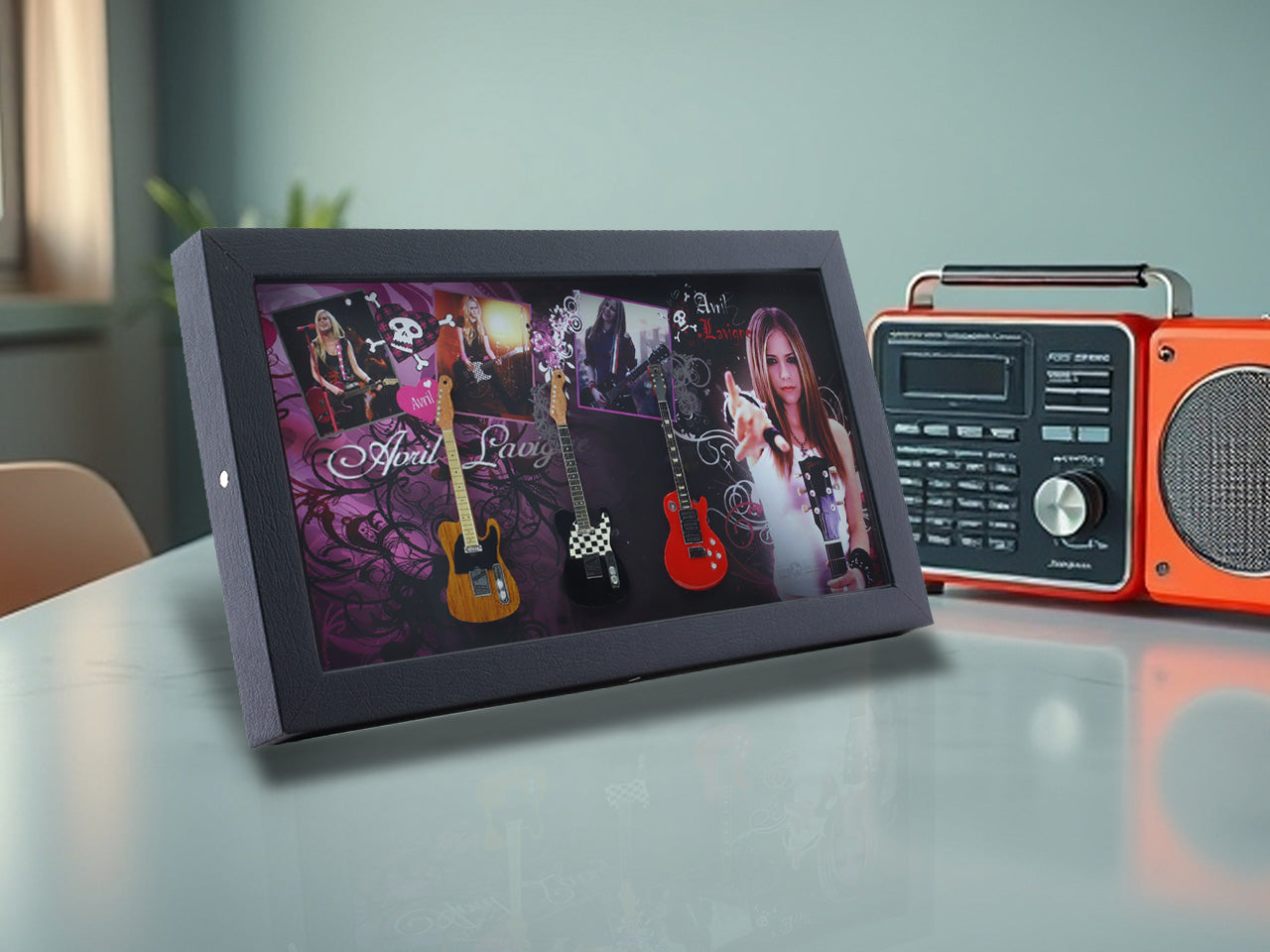Avril Lavigne band photo frame with miniature guitars Design A - Bluecor