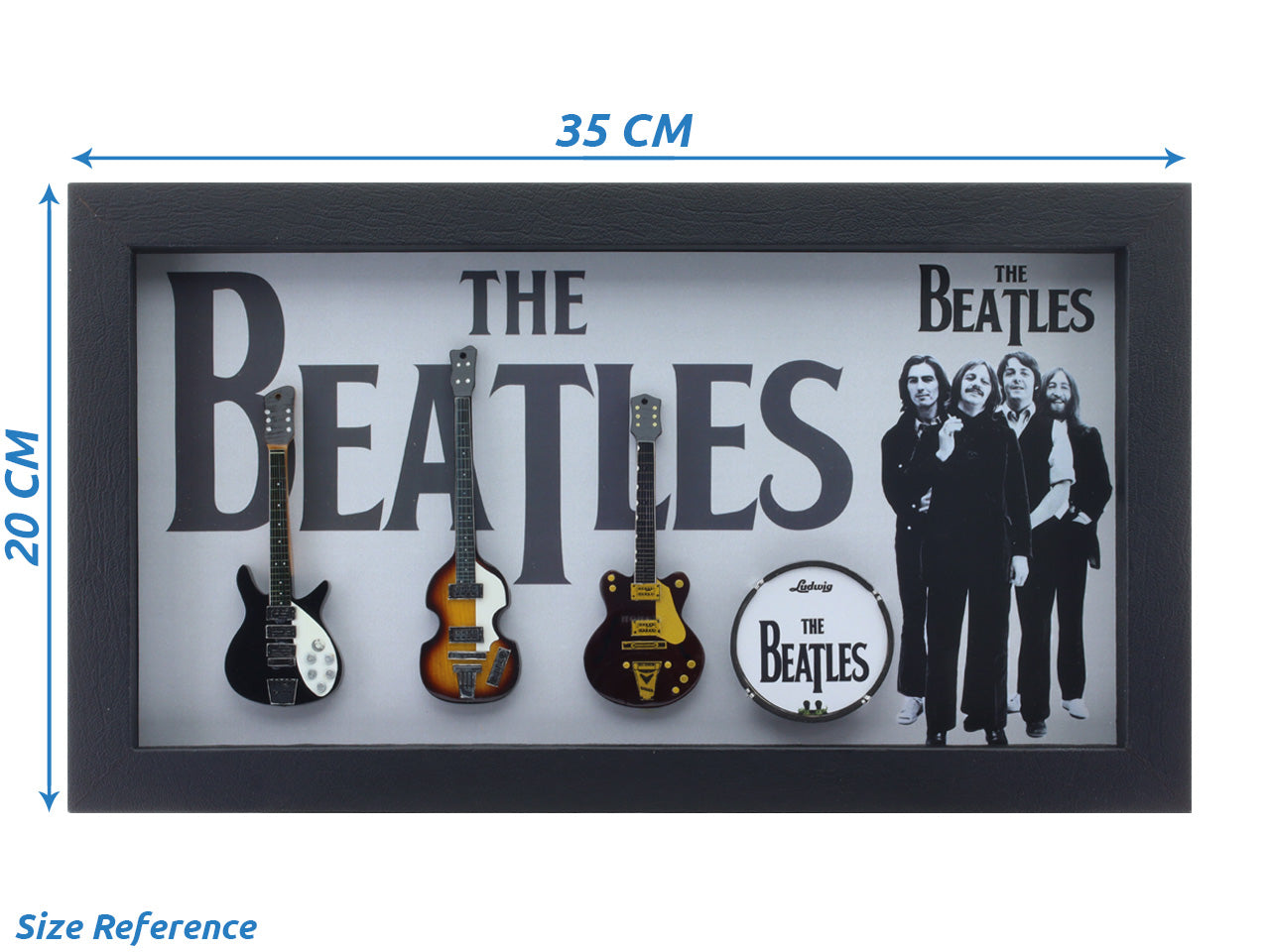 The Beetles Music band photo frame with miniature guitars Design A - Bluecor