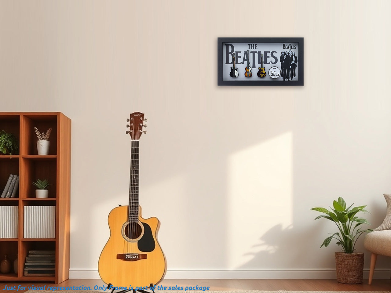 The Beetles Music band photo frame with miniature guitars Design A - Bluecor