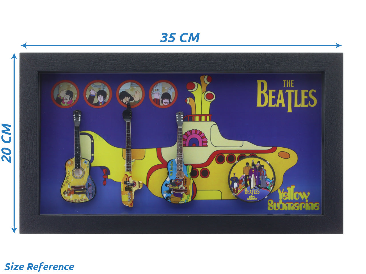 The Beetles Music band photo frame with miniature guitars Design B - Bluecor