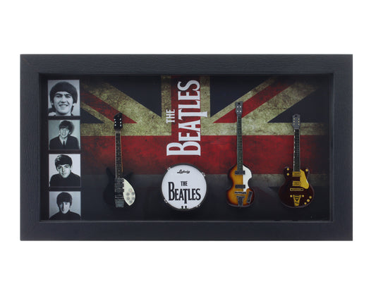 The Beetles Music band photo frame with miniature guitars Design C - Bluecor