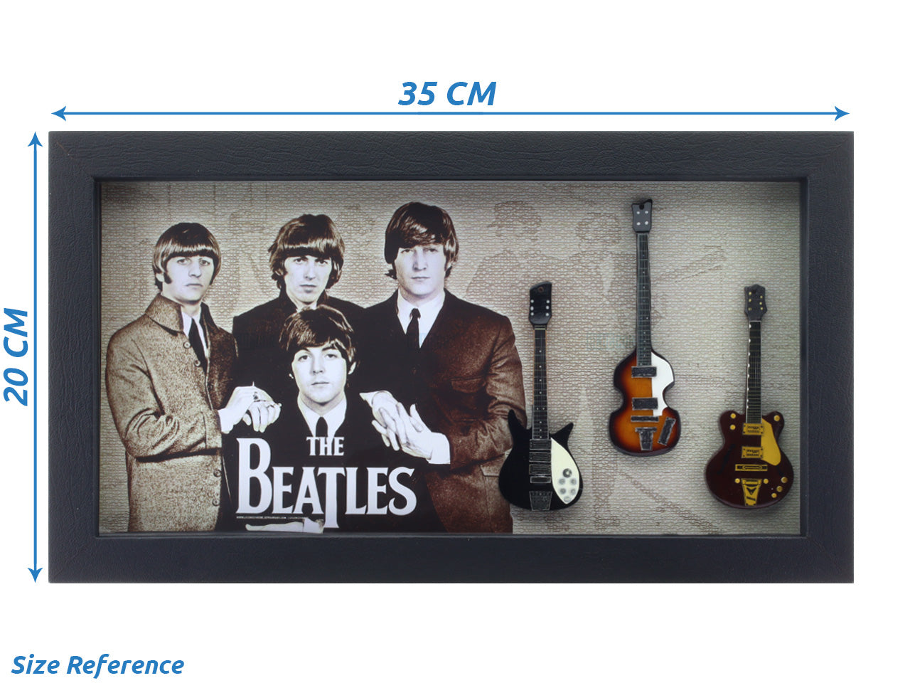 The Beetles Music band photo frame with miniature guitars Design D - Bluecor