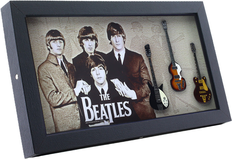 The Beetles Music band photo frame with miniature guitars Design D - Bluecor