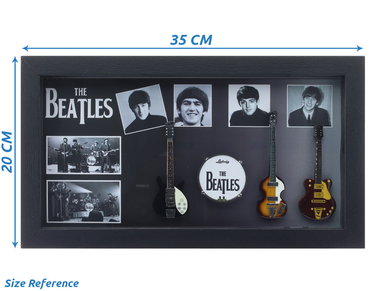 The Beetles Music band photo frame with miniature guitars Design E - Bluecor