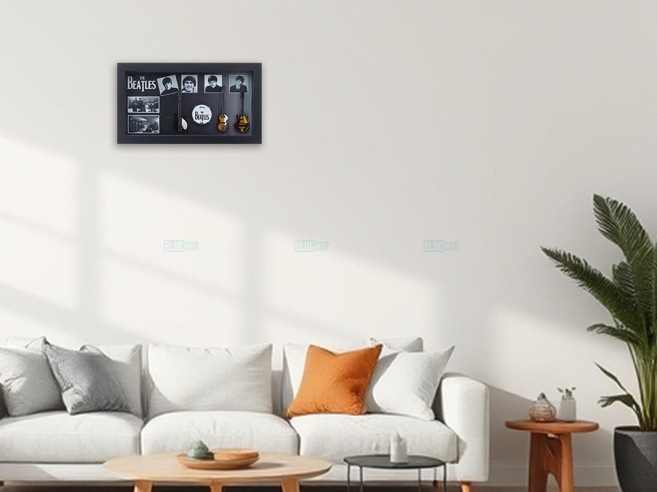 The Beetles Music band photo frame with miniature guitars Design E - Bluecor