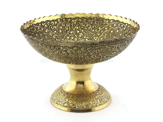 Brass Engraved Decorative Bowl 6 Inch- Elegant Home Accent Design 1