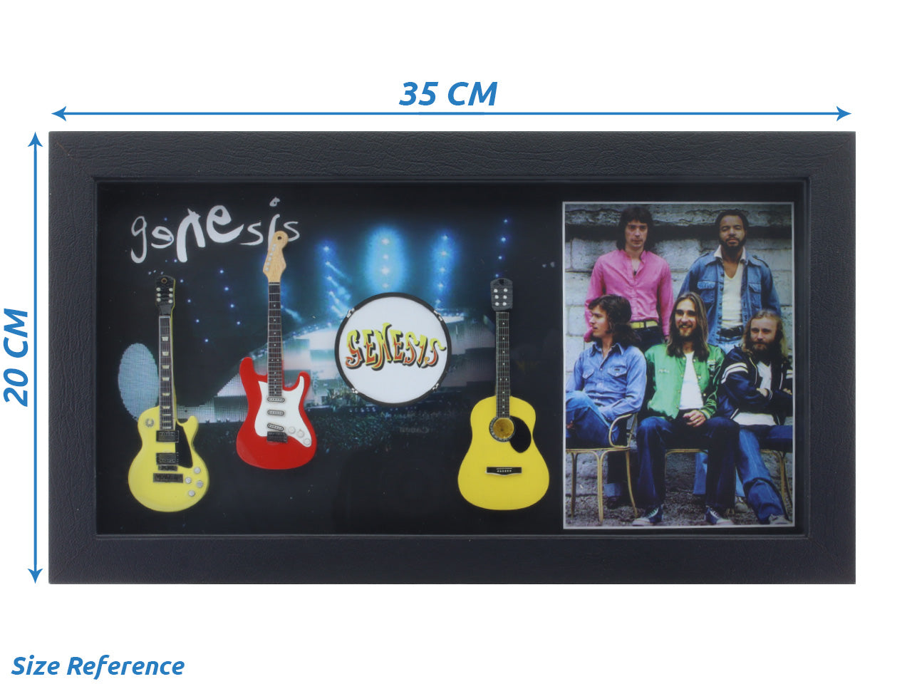Genesis Music band photo frame with miniature guitars Design A - Bluecor