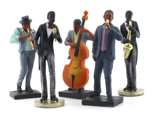 Set of 5 Jazz Band Musician Figurines - Vibrant Decorative Collection