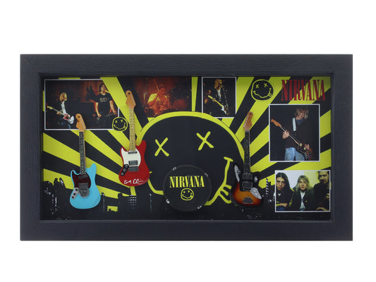 Nirvana band photo frame with miniature guitars Design A