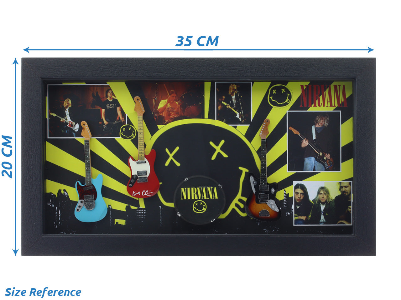 Nirvana band photo frame with miniature guitars Design A - Bluecor
