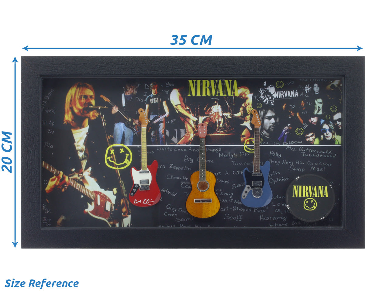 Nirvana band photo frame with miniature guitars Design B - Bluecor