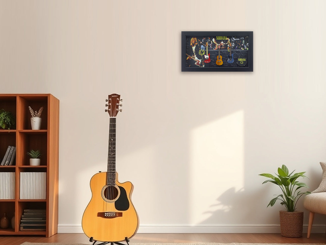 Nirvana band photo frame with miniature guitars Design B - Bluecor