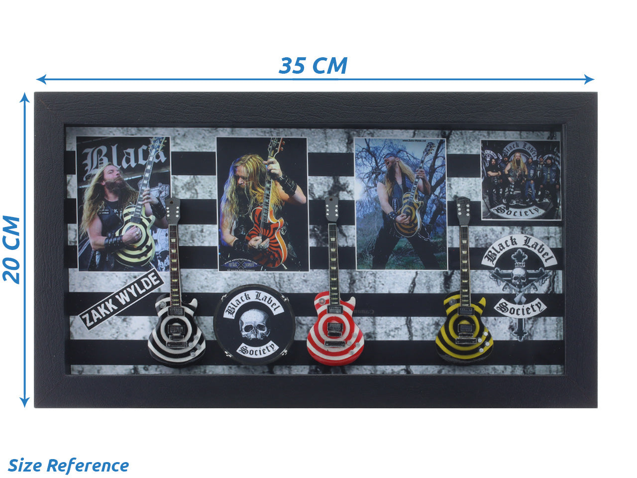Zakk Wylde Black Label Society Music band photo frame with miniature guitars Design A - Bluecor