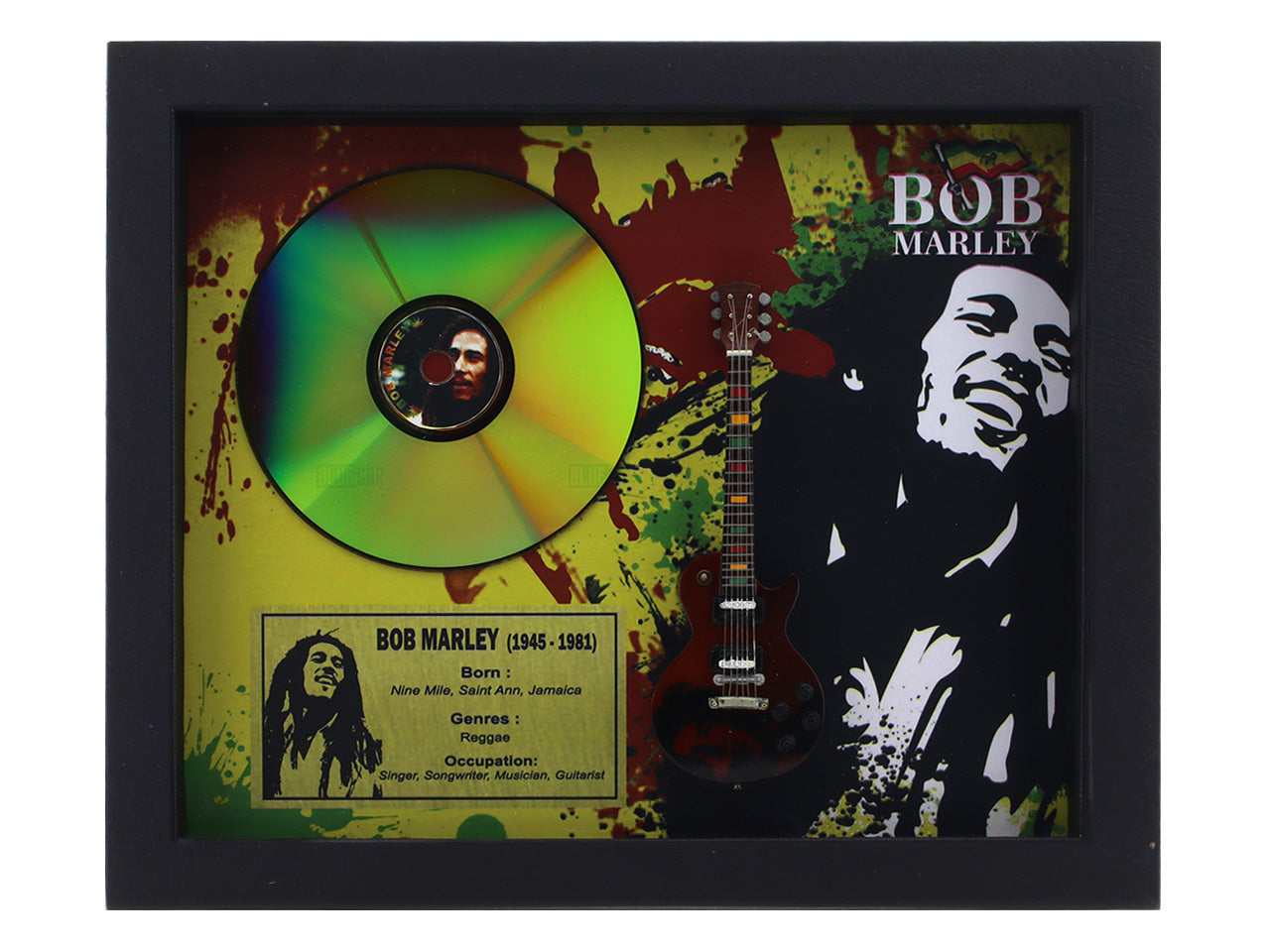 Bob Marley 3D music frame with miniature guitar premium wall décor and gifting collectible by Bluecor India