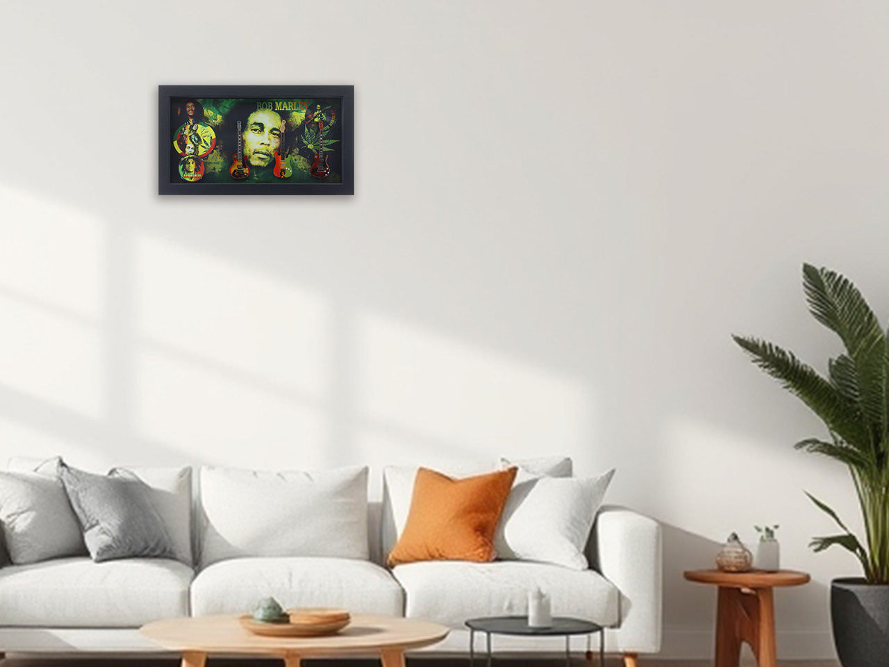 Bob Marley Music band photo frame with miniature guitars Design A - Bluecor