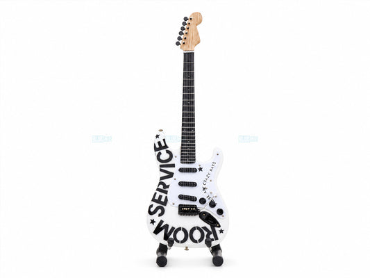 Bryan Adams Room Service Inspired Wooden Miniature Guitar Collectible with Display Stand 25cm | Rock Music Décor Gift for Fans