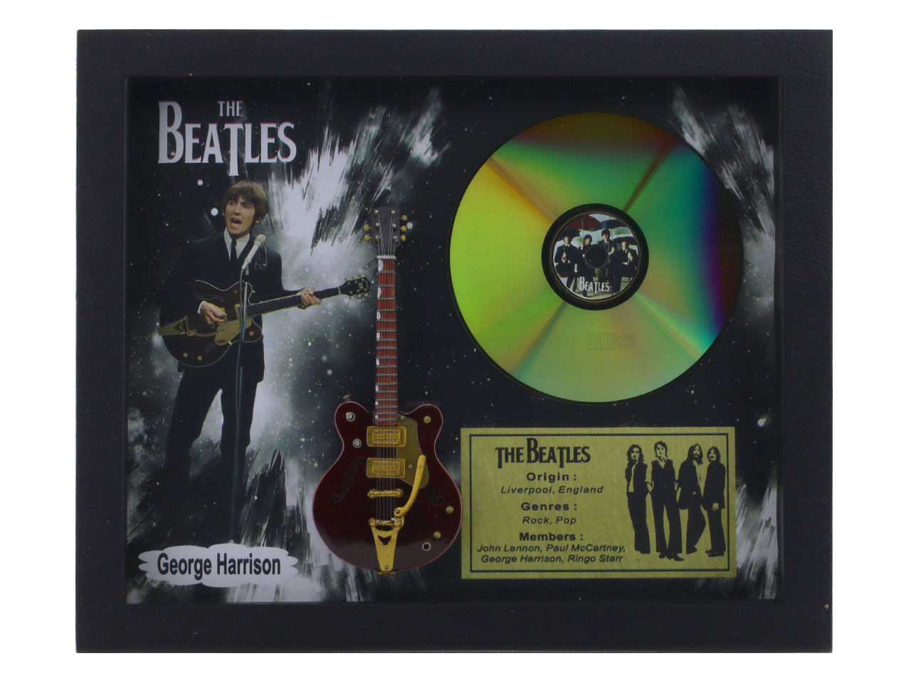 George Harrison Beatles 3D frame with miniature guitar premium wall décor collectible gift by Bluecor India