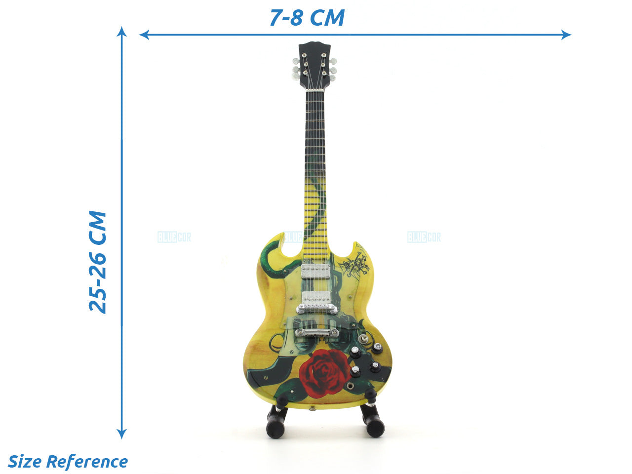 Guns and Roses music band Miniature Guitar with Stand Generic design B