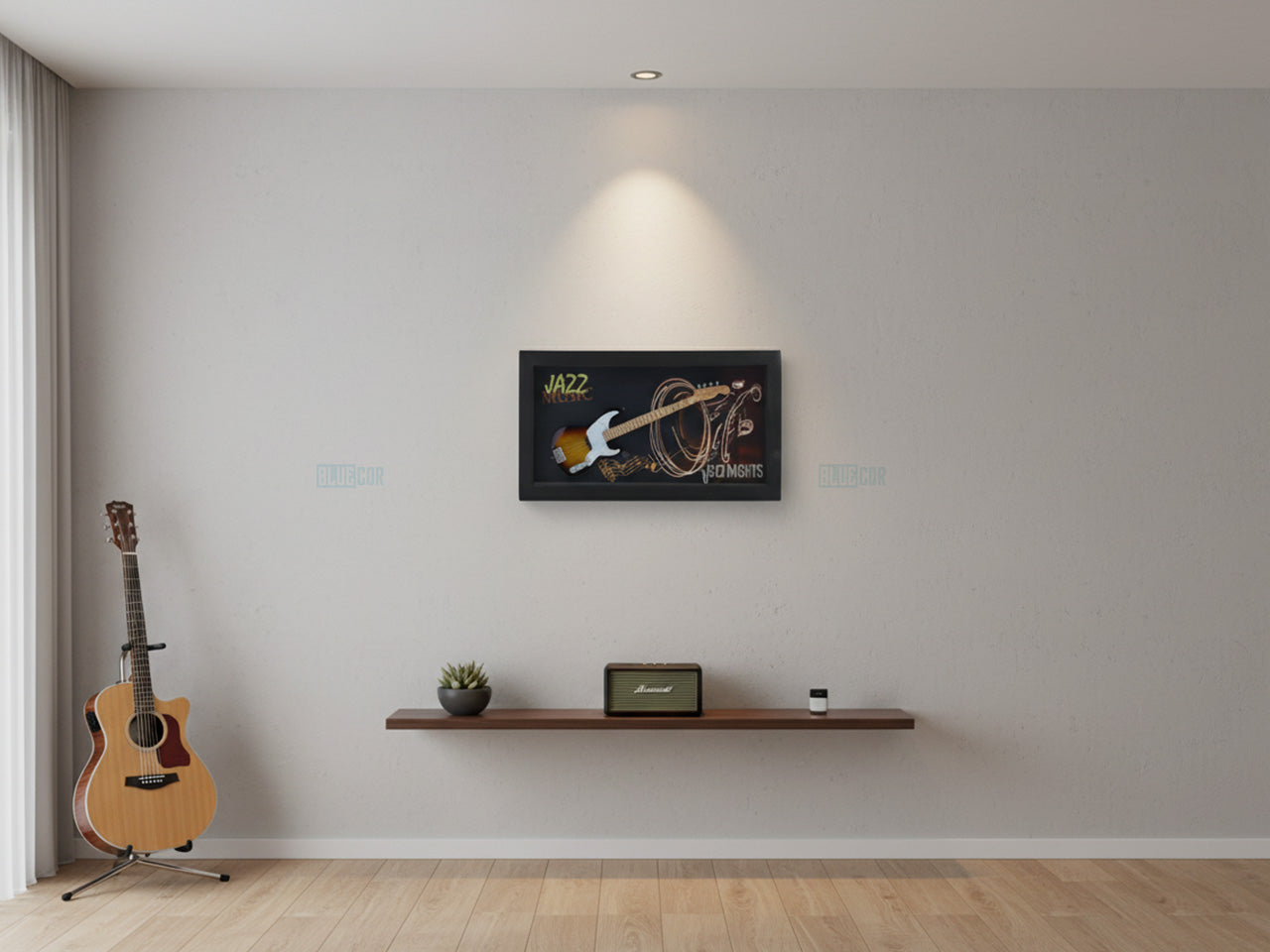 Jazz Music 3D Frame with Miniature Guitar | Premium Music Wall Décor Gift India