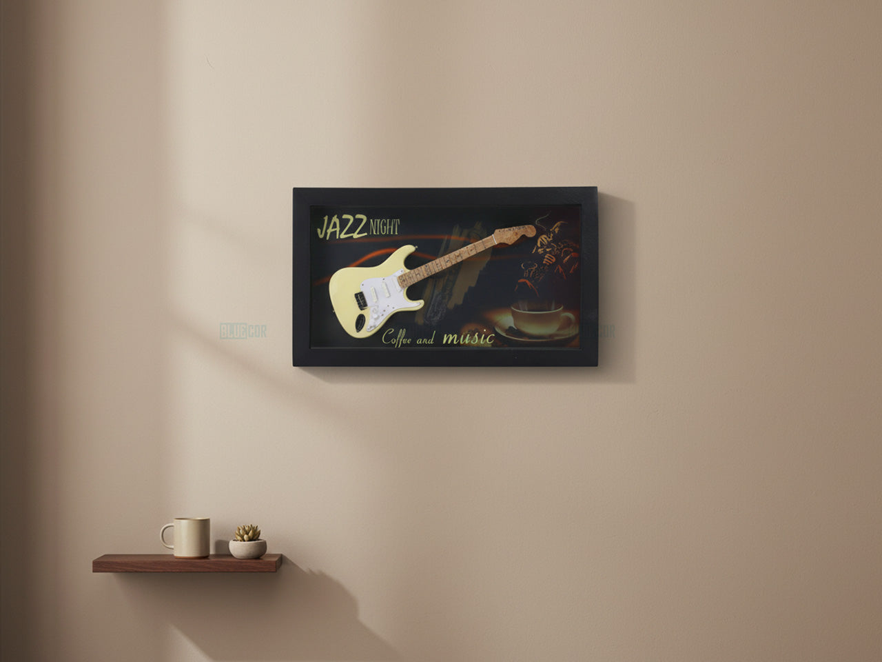 Jazz Night Guitar 3D Frame with Miniature Guitar | Premium Music Wall Décor Gift India