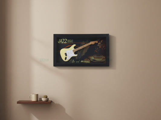 Jazz Night Guitar 3D Frame with Miniature Guitar | Premium Music Wall Décor Gift India