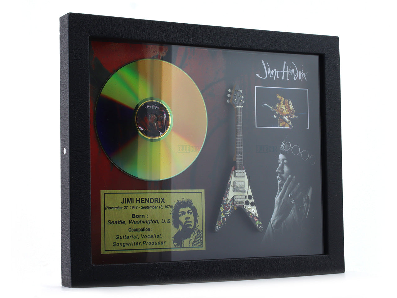 Jimi Hendrix 3D Frame with Miniature Guitar | Rock Legend Wall Décor Gift India Bluecor