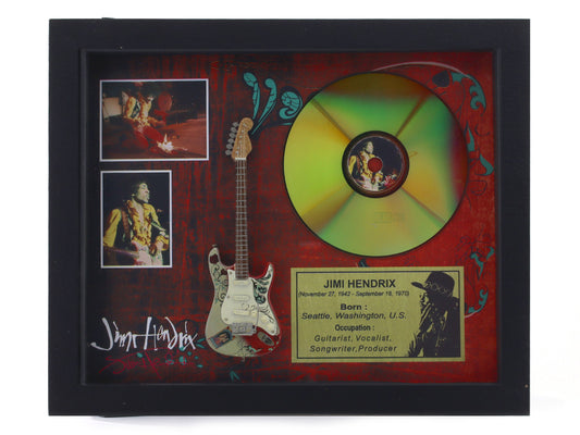 Jimi Hendrix Design B 3D music frame with miniature guitar premium rock wall décor collectible by Bluecor India