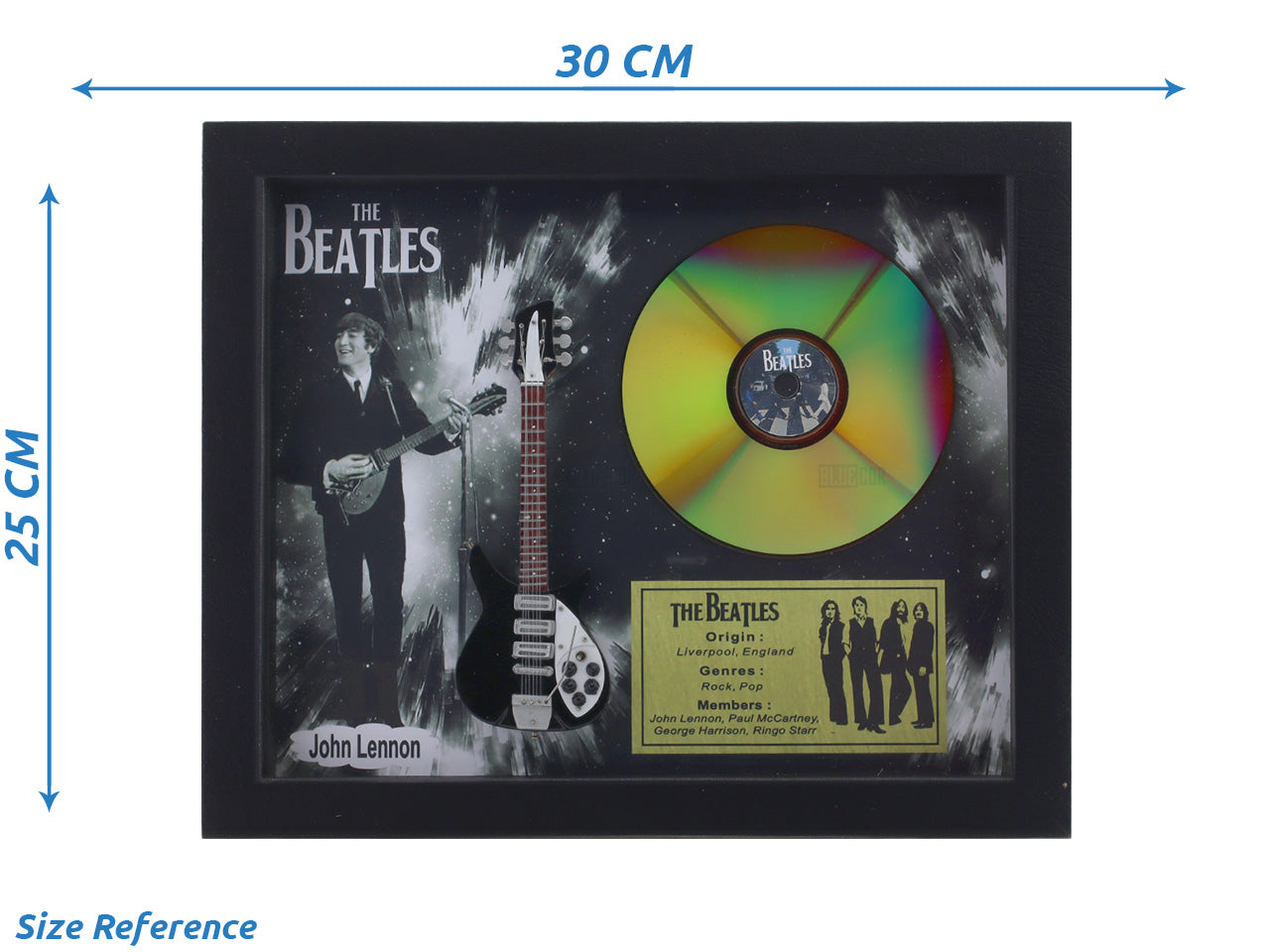 John Lennon The Beatles 3D Frame with Miniature Guitar | Premium Music Wall Décor Gift India