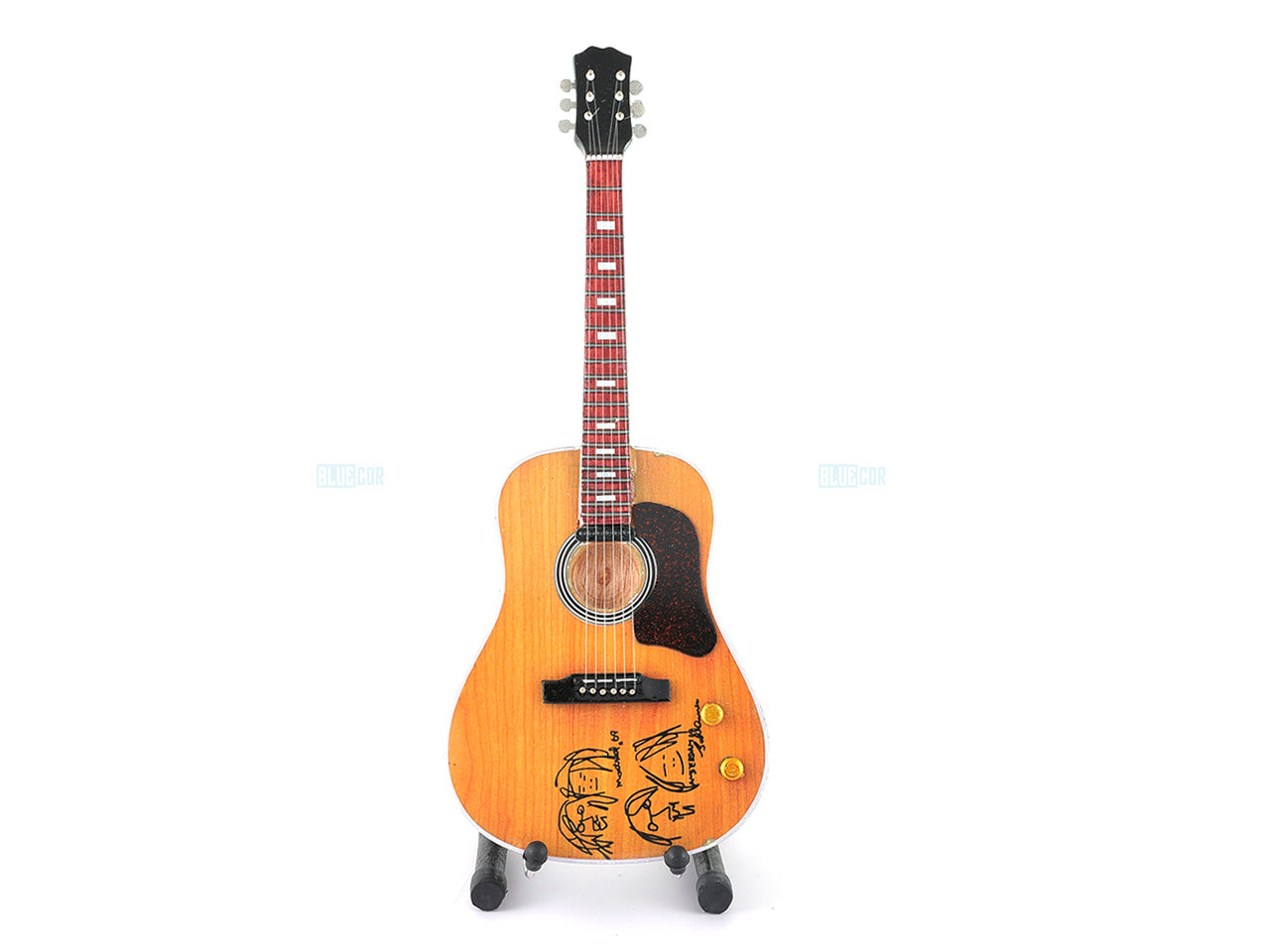 John Lennon Give peace a chance Music Band Miniature Guitar with Stand - Décor