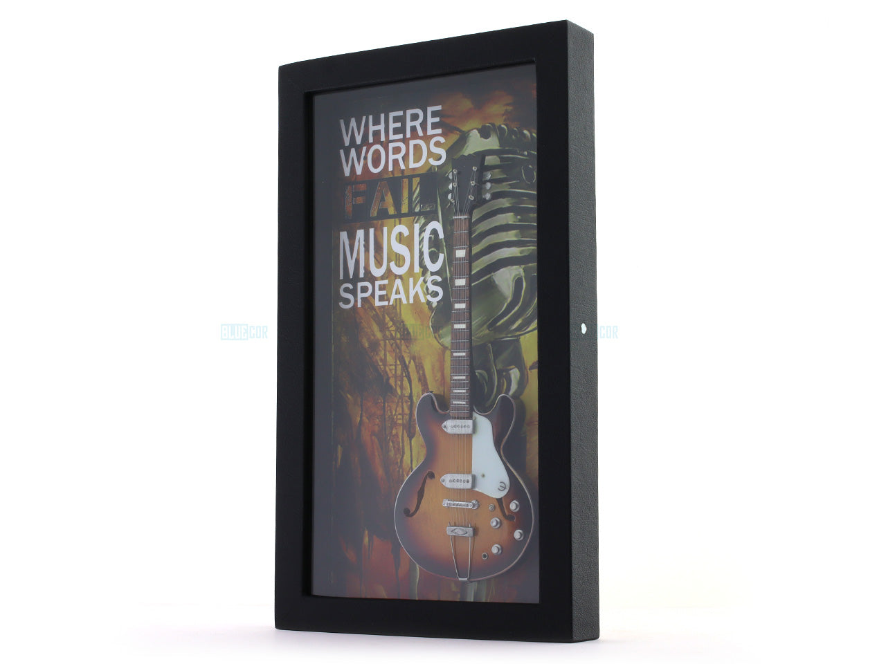 Music Speaks Guitar 3D Frame with Miniature Guitar | Premium Music Wall Décor Gift India