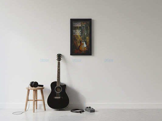Music Speaks Guitar 3D Frame with Miniature Guitar | Premium Music Wall Décor Gift India