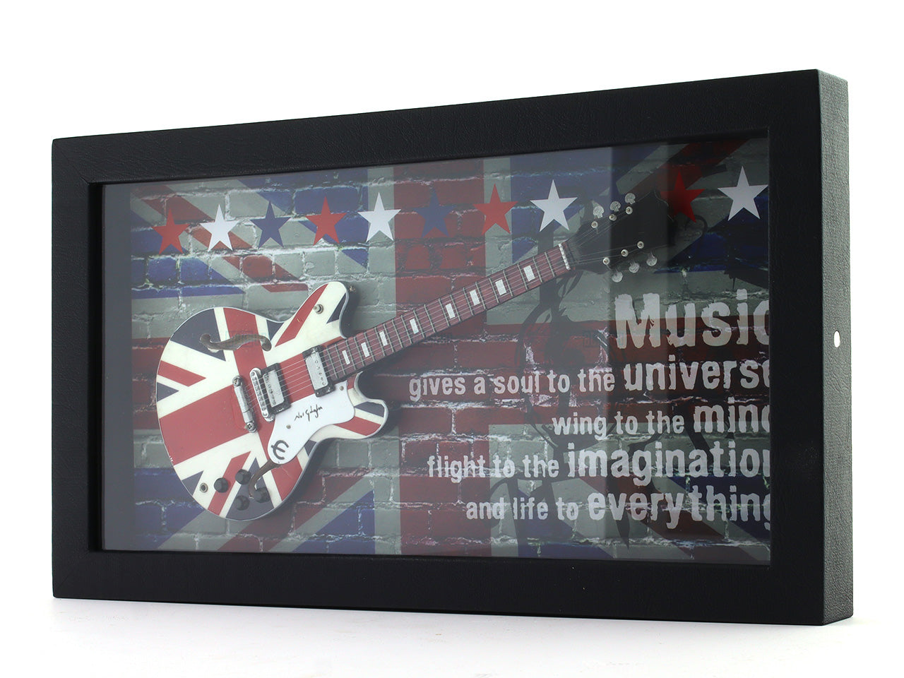 Music - Union Jack 3D Frame with Miniature Guitar | Bar & Music Wall Décor Gift India