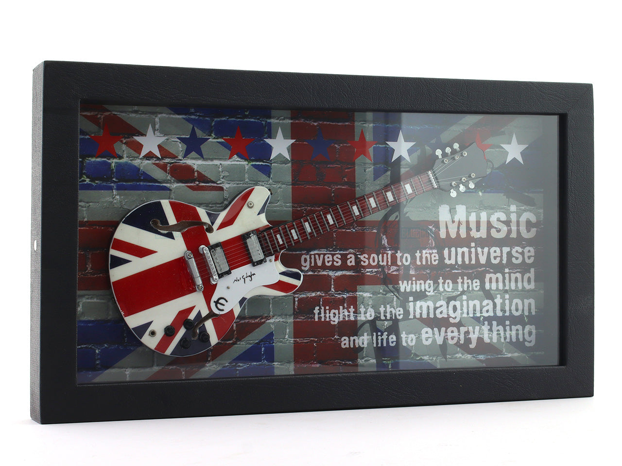 Music - Union Jack 3D Frame with Miniature Guitar | Bar & Music Wall Décor Gift India