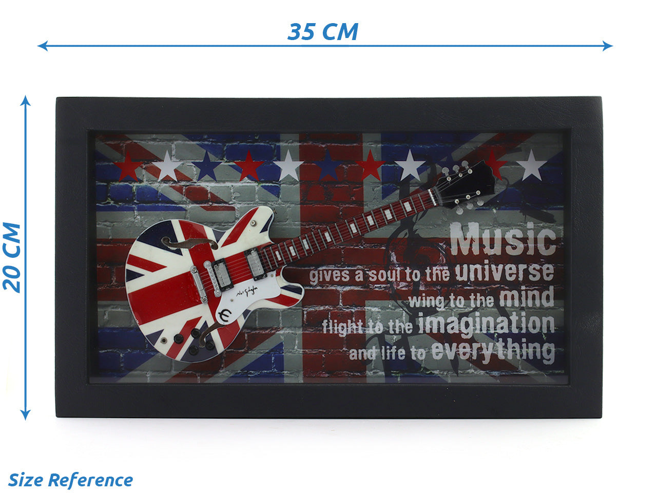 Music - Union Jack 3D Frame with Miniature Guitar | Bar & Music Wall Décor Gift India