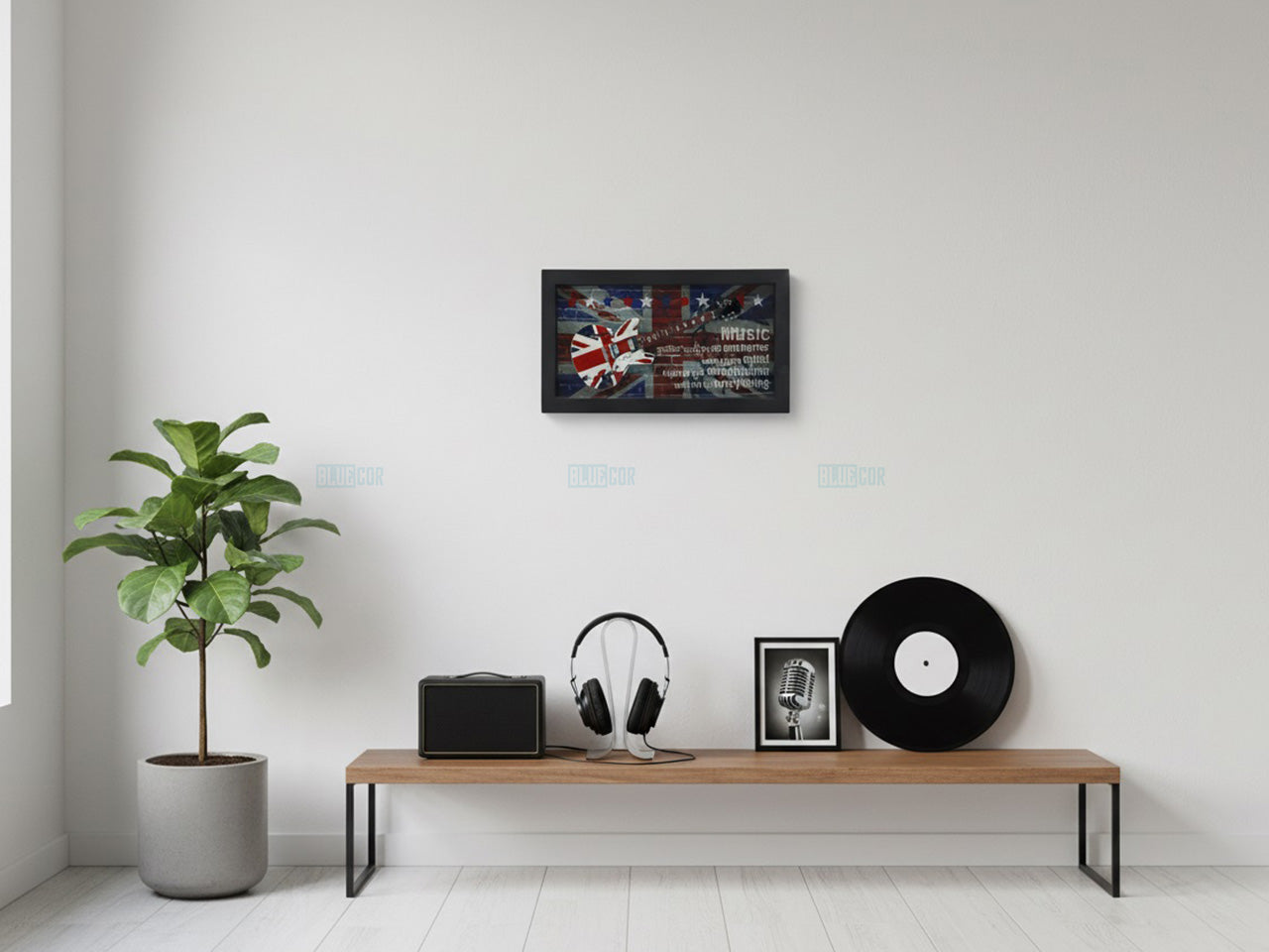 Music - Union Jack 3D Frame with Miniature Guitar | Bar & Music Wall Décor Gift India