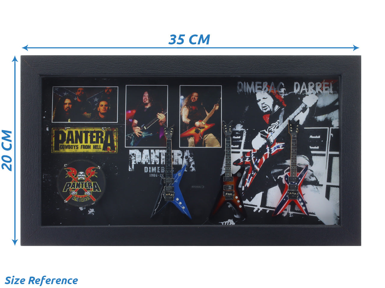 Pantera Simebag Darrel band photo frame with miniature guitars Design A - Bluecor