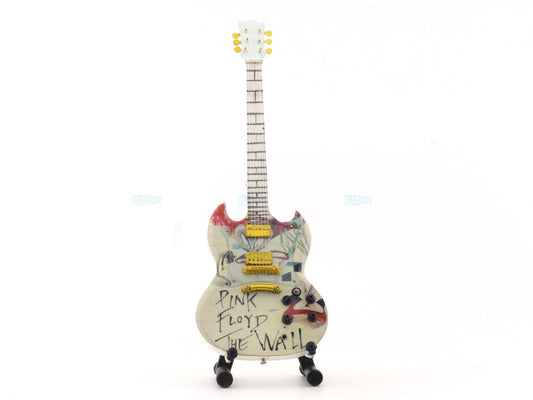 Pink Floyd Musician Bass Electric Guitar Miniature with Stand Design A