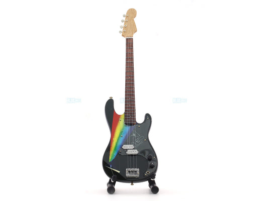 Pink Floyd Musician Bass Electric Guitar Miniature with Stand Design B