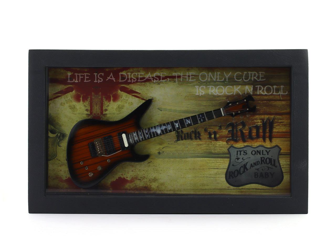 Rock and Roll 3D Frame with Miniature Guitar | Bar & Music Wall Décor Gift India