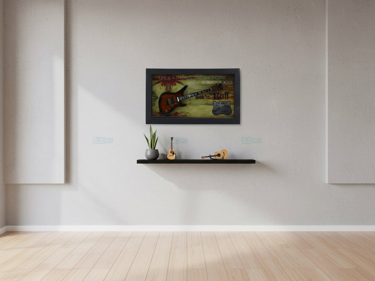 Rock and Roll 3D Frame with Miniature Guitar | Bar & Music Wall Décor Gift India