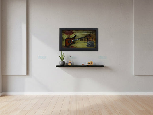 Rock and Roll 3D Frame with Miniature Guitar | Bar & Music Wall Décor Gift India